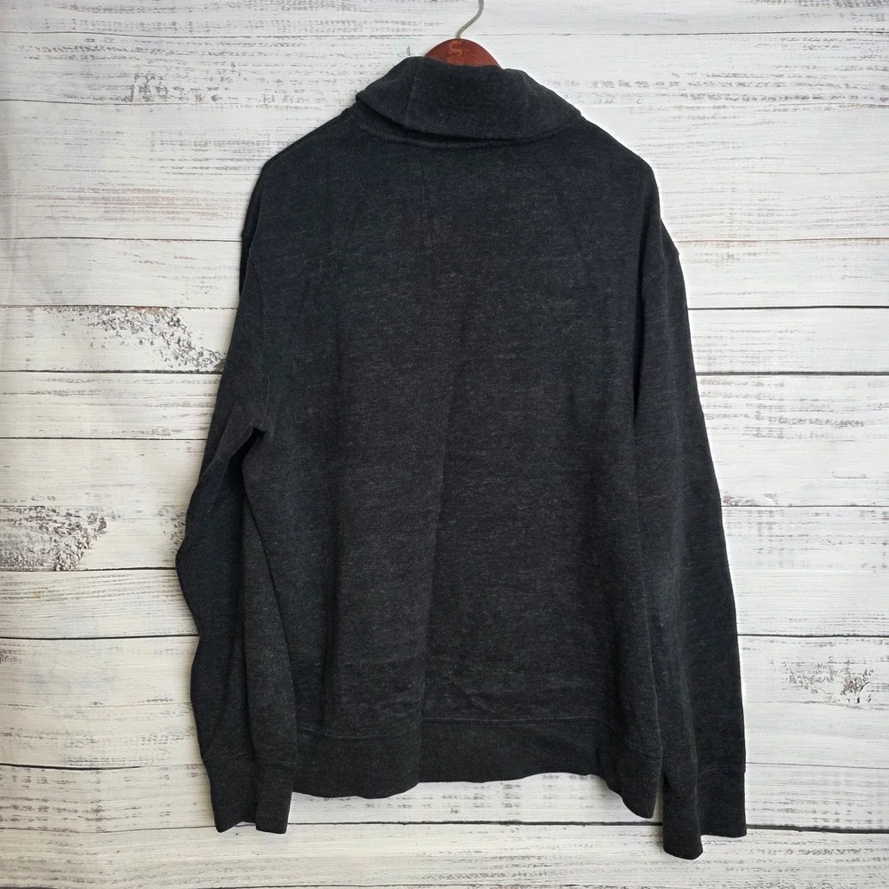 Polo Ralph Lauren Dark Gray Shawl Collar Pullover Sweater Mens‎ XL 100% Cotton